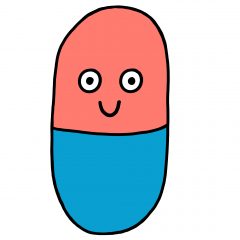 pink and blue pill smiley